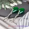 Brincos de bronzeamento de gotas de água Jade para mulheres joias de moda verde pedras gemas naturais chineses chineses chineses reais 925 Luxo de prata de prata