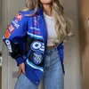 Womens Jackets Oversized printed jacket female Gothic racing suit hiphop street style Y2K oversized baseball uniform bomber top 230815