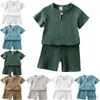 Комплекты одежды, комплекты детской одежды, хлопковая одежда для маленьких мальчиков и девочек, топ для новорожденных, футболка + шорты, детский костюм