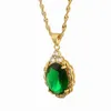 Colares pendentes safira azul verde vermelho cristal oval colar shinestone cor dourada feminina jóias de noiva