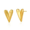 Hoop Earrings Copper Plated 18K Gold Europe And America Three-dimensional Heart-shaped Women Geometric Simple Jewelry