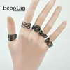 Band Rings 300Pcs Zinc Alloy Vintage Black Gypsy Adjustable Finger Tattoo Toe Ring Lots For Women Men Mix Style Jewelry BK4010 230814