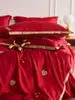 Zestawy pościeli o wysokiej klasy satynie wszystkie bawełniane czysty ślub czteroczęściowy zestaw chiński świąteczny