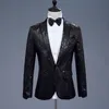 Herenpakken Blazers Roze Pailletten Een Knop Jurk Merk Nachtclub Prom Mannen Jasje Bruiloft Podium Zanger Kostuum Bowtie Inclusief 230815