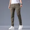 Мужские брюки Slim Fit 2023 Летний молодежный бизнес повседневный тонкий ледяной шелк классический офисный бренд