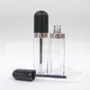 8 ml Oblate Shape Empty Lip Gloss Tube påfyllningsbar läppstiftbehållare Black Lid Brush Tip Applicator Wand för DIY Lip Refillable Mak Mnxl