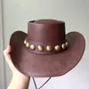 Berets Pu Leather Western Style Cowboy Hat Men's Gentleman Godfather Unisex Panama Jazz