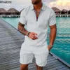 Mens Tracksuits Fashion Men Casual Set Streetwear 3D Digital Printing Short Sleeve Polo Shirt Shorts Summer Harajuku Sportswear Mens Clothing 230815