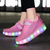 Sneakers USB ładowanie dzieci Roller Roller Buty Boys Girl Automatyczna jazzowa dioda LED oświetlona migające dzieci świecące kółkami 230815