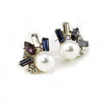 Hölzerohrringe hohe Qualität 2023 Design Mode Luxus glänzender farbenfroher Kristall für Frauen Imitation Perlen Geschenk