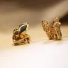 Dingle örhängen 2023 est 18k kvalitet v guld glansig ljusblå naturlig turkosa fjäril för kvinnor designer smycken