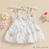 Girl's Dresses Baby Dresses For Girls Summer Chiffon Print Sleeveless Infant Girl Dress Casual Beach Clothes White Clothing R230815