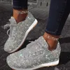 Dress Shoe Casual Glitter Mesh Flat Ladies Sequin Vulcanized Lace Up Sneakers Outdoor Sport Running 230814