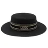 Cappelli a bordo largo stile primaverile Lettera di nastro con cappello di paglia di rafia Big Ladies Sun Seaside Vacate Travel di alta qualità