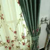 Tende tende in velluto verde di lusso per la camera da letto per soggiorno ricamato a floreale di tulle ricamato a trasporto Forera Trattamento della finestra R230815