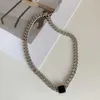 Wen Jian's Personality Exaggerates Titanium Steel Coarse Chain Necklace Popular Versatile Black Square Collar Chain Neckchain Female Xia Bu