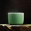 Tazze di piattini di lusso longquan celadon a mano che si riferisce alla tazza da tè tazza da tè tazza da tè