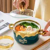 Bowls Creative Ceramic Noodle Bowl Double Ear Salad 700ml Household Kitchen Cutlery Fruit Snack Storage