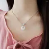 Pendanthalsband 2023 i White Jade Apricot Leaf Choker Halsband Rund Plant Zircon Initial Long ClaVicle Chain Elegant Jewelry Gift