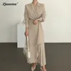 Urban Sexy Dresses Retro Autumn Women Long Sleeve Shirts Dress Elegant Spring Solid Color Fashion Lady Suit Collar Office Business 230815