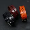 Bangle Men Genuine Leather Wide Cuff Cowhide Bracelets Male Vintage Punk Style Hollow Out Design Wristband Jewelry Small Gifts