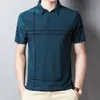 Herren Polos Ymwmhu Mode Slim Männer Polo Hemd schwarzer Kurzarm Sommer Dünne Streetwear Striped Männchen für koreanische Kleidung 230815