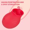 Massaggiatore giocattolo del sesso Potente vibratore a rosa con leccata di lingua Stimolatore del clitoride del clitoride del capezzolo orale Adulti di sesso femminile per le donne