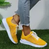 Klänningsskor 2023 Summer Fashion Hollow Out Bekväm fast färg Tjock Bottom Pointed Toe Breattable Lace Up Sneakers Zapatos Mujer 230814