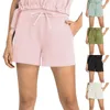 Активные шорты Женщины с высокой талией. Случайный хлопок тренировочный шнурок с двумя женскими пижамой