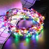 Headwear Hair Accessories 12PCS Flower Wreath Luminous 10-LED Headpiece Garland Crown Flower Headband Glowing Wreath For Wedding Party Christmas Garlands 230815