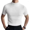 Męskie koszulki Yileegoo Men S High Neck Knit Tops swobodne wychodzenie z krótkiego rękawu Slim Fit T-Shirts Streetwear