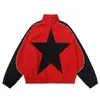 Мужские куртки весенний бомбардировщик мужчина женщин винтажный звездный узор Harajuku Y2K Whrodbreaker Coat Streetwear Столппер Панквор Overwear Unisex 230814