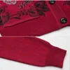 Mode Stickerei Frauen Strick -Strickjacke mit mittlerem alten Winter Dicker warmer Pullover Mantel Damen Casual Plus Size Jacke HKD230815