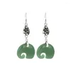 Stud Earrings Chinese Style Silver Needle High-end Niche Imitation Jade Elephant Retro Plating Color Female