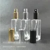 Botella de spray de perfume de vidrio transparente vacío de 30 ml 1 oz atomizador cuadrado recargable con tapa de bomba negra de oro negro thgej