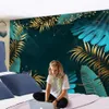 Tapestries Plant Flower Leaf Tapestry Green Leaf Tropical Plants Of Southeast Asia Wall Hanging TV Background Wall Tapestry R230815