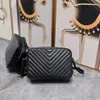 Lou Camera Torby Projektantka torba na ramię w torbie z paskiem HOULDER SAPAUAL 23cmcrossbody Chevron Quild Black Torebka Prawdziwa skórzana torebka cielęcy