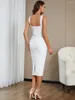 Casual Dresses Summer Fashion Sleeveless Slend Long Bandage Dress 2023 Elegant Rayon Suspender Slim Hollow Tight Hip