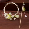 Decorative Figurines Yj Fairy Hair Ring Hairpin Set Tassel Back Fixer Glazed Flower Headdress For Han Chinese Clothing