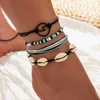 Anklets Bohemia Shell Star Chain Enkle Brelet On Leg Foot Sieraden Boho Starfish Key Butterfly Charm Anklet Set for Women Cessories J230815