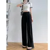 Pantaloni da donna 2023 Autunno Elegante vita alta gamba larga per donne Spring Casual Office Black White Long Long Streetwear Femmina femmina