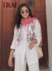 Women s Vests TRAF Women Vintage Floral Embroidered Cardigan Vest V Neck Short Waistcoat Female 2023 Loose Ladies Outwear 230815