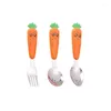 Dinnerware Sets Cute Carrot Short Spoon Fork Children's Tableware Set Complementary