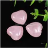 Piedra 20x9mm Estatua del corazón Decoración tallada Natural Rose Rose Hand Hand Holido Healing Crystal Reiki Trinket Regal Sala de regalo Drop DHBT7