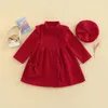 Girl s Dresses FOCUSNORM 3 7Y Christmas Kids Girls Princess Dress Coats 3pcs Ruffles Long Seeve Single Breasted Wool Jacket Hat Shoulder Bag 230814