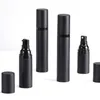 Bouteille de pompe de lotion cosmétique sans air en plastique mat vide de luxe noir 15 ml 30 ml 50 ml Bmcmx