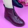 Boots Winter Women Ankle Boots Fashion Warm Mother's Boots Flat-Bottom Comfortable Non Slip Front Zipper Closure Female Footwear 230814