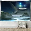 Tapisserier Spaceship Tapestry Wall Hanging Interstellar Sci-Fi Printing Hippie Dormitory Study Bakgrundsdekor R230815