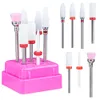 Conjunto de manicure de unhas 7pcs Cutter de moagem para broca de cerâmica Arquivos de máquina de fábrica para remover polimento de gel 3 32 polegadas 230815