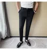 Ternos masculinos Moda da moda da moda bordada Slim Men Dress Pants coreano Business Casual Black White Mens Social Troushers Formal